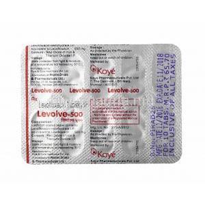 Levolve, Levofloxacin 500mg tablet back