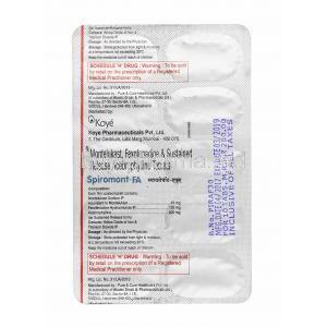 Spiromont-FA, Montelukast and Fexofenadine, Acebrophylline tablet back