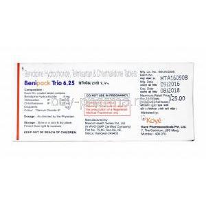 Benipack Trio, Benidipine, Telmisartan and Chlorthalidone composition