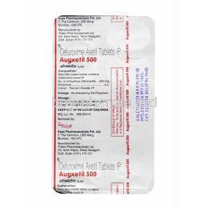 Augxetil, Cefuroxime 500mg tablet back