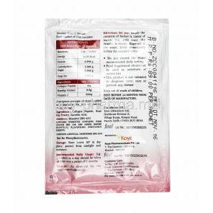 Coerip-C Powder, Collagen Peptide, Rosehip Extract and VitaminC sachet back