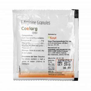 Coelarg Granules Lemon Flavour, L-Arginine sachet back