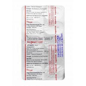 Augxetil, Cefuroxime 250mg tablet back