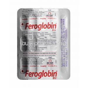 Feroglobin B12, Multivitamin and Multimineral capsule back