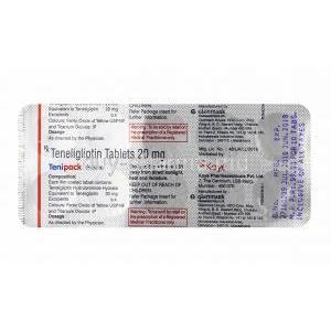 Tenipack, Teneligliptin 20mg tablets back