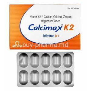 Calcimax K2, Vitamin K2-7/ Calcium/ Calcitriol/ Zinc/ Magnesium