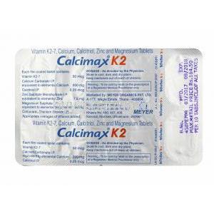 Calcimax K2 tablet back