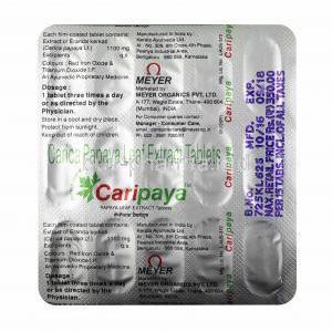 Caripaya, Carica Papaya Leaf tablet back