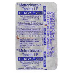 Flagyl,  Metronidazole 200 Mg Tablet Packaging