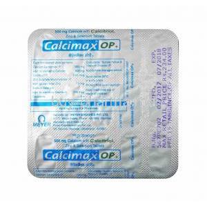 Calcimax OP Plus, Calcium Carbonate, Calcitriol, Zinc and Selenium tablet back