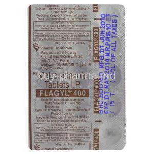 Flagyl,  Metronidazole 400 Mg Tablet Packaging