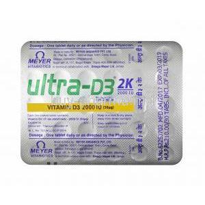 Ultra-D3 2K, Vitamin D3 2000IU tablet back