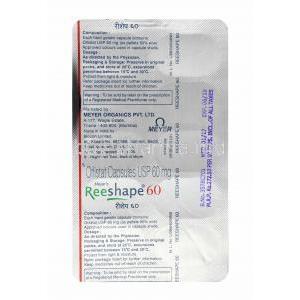 Reeshape, Orlistat 60mg capsule back