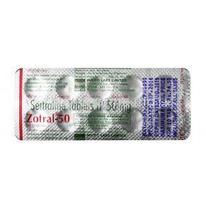 Zotral, Sertraline 50 mg, Tablet, Sheet information