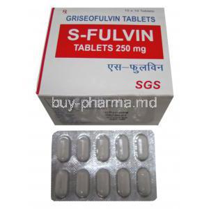Generic Grispeg, Griseofulvin 250 mg tablet and box