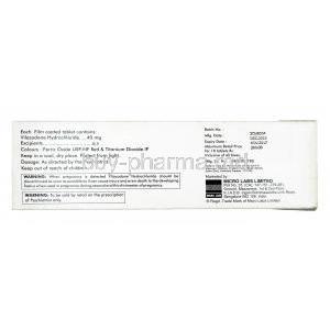 Zovane, Vilazodone 40 mg,Tablet, Box information