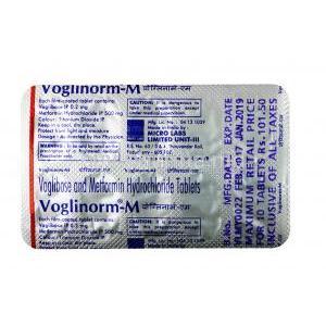 Voglinorm-M, Metformin 500mg / Voglibose 0.2mg, Tablet, Sheet information