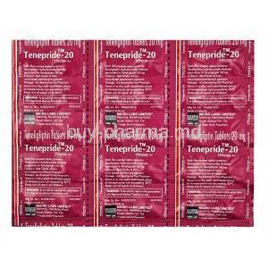 Tenepride, Teneligliptin 20 mg, Tablet, Sheet information