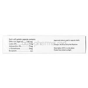 Vesoret, Astaxanthin / Docosahexaenoic acid / L-glutamic acid / Lutein, Capsule(soft gelatin capsules), Box information