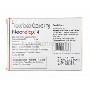Neorelax, Thiocolchicoside 4mg composition