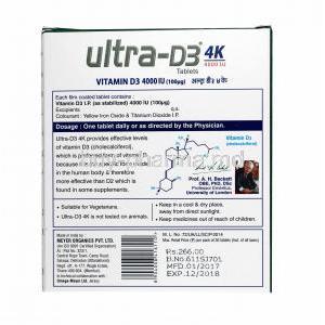 Ultra-D3, Vitamin D3 4000IU composition
