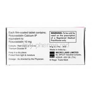 Turbovas, Rosuvastatin 10mg, Tablet, Box information