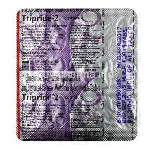 Tripride, Glimepiride 2mg / Metformin 500mg / Pioglitazone 15mg, Tablet SR, Sheet information