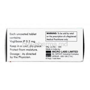 Voglinorm, Voglibose 0.3mg, Tablet, Box information