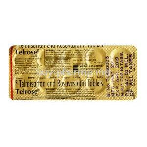 Telrose, Telmisartan 40mg / Rosuvastatin 10mg, Tablet, Sheet information