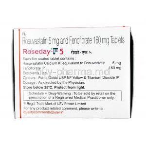 Roseday F, Fenofibrate 160mg / Rosuvastatin 5mg, Tablet, Box information
