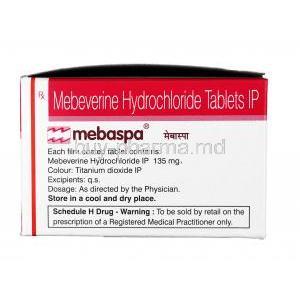 Mebaspa, Mebeverine 135mg, Tablet, Box information