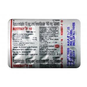 Roseday F, Fenofibrate 160mg / Rosuvastatin 10mg, Tablet,Sheet information