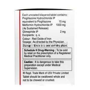 Pioz MF G, Glimepiride 2mg / Metformin 500mg / Pioglitazone 15mg, Tablet SR, Box information