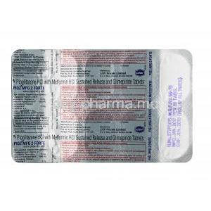 Pioz MF G, Glimepiride 2mg / Metformin 500mg / Pioglitazone 15mg, Tablet SR, Sheet information