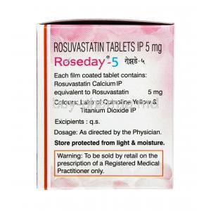Roseday, Rosuvastatin 5 mg, Tablet, Box information