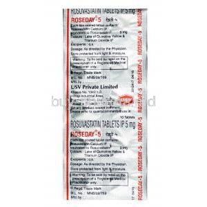 Roseday, Rosuvastatin 5 mg, Tablet, Sheet information