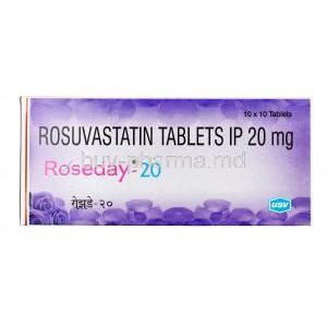 Roseday, Rosuvastatin 20 mg, Tablet, Box