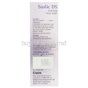 Saslic,  Salicylic Acid 2% 60 Ml Foaming Face Wash Manufacturer Information