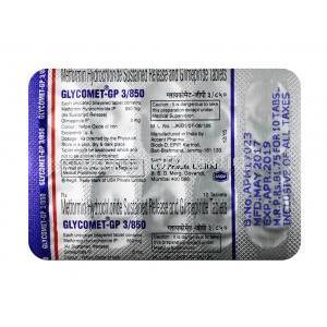 Glycomet GP, Glimepiride 3mg / Metformin 850mg, Tablet SR, Sheet information