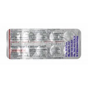 Betaone-XL, Metoprolol Succinate tablet back