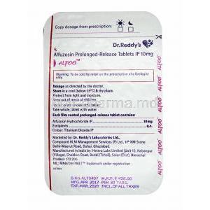 Alfoo, Alfuzosin tablet back