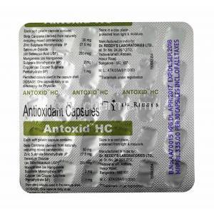 Antoxid -HC capsule back