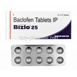 Bizlo, Baclofen 25mg box and tablets