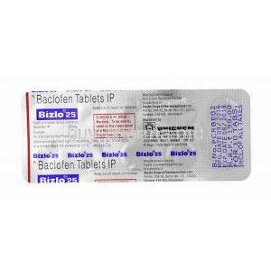 Bizlo, Baclofen 25mg tablet back