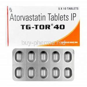 TG-Tor, Atorvastatin 40mg box and tablets