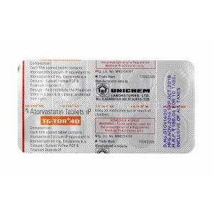 TG-Tor, Atorvastatin 40mg tablet back