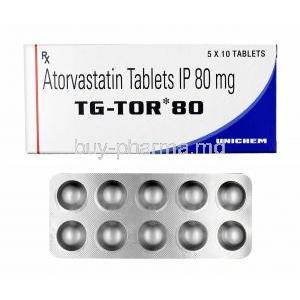 TG-Tor, Atorvastatin 80mg box and tablets