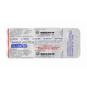 TG-Tor, Atorvastatin 80mg tablet back