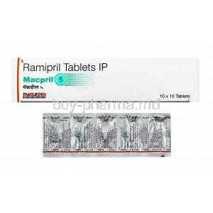 Macpril, Ramipril 5mg box and tablets