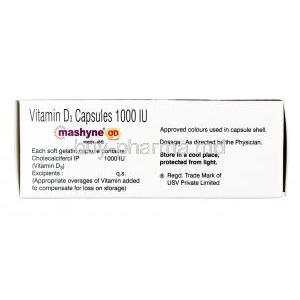 Mashyne OD, Cholecalciferol 100 mg, Capsule, Box information